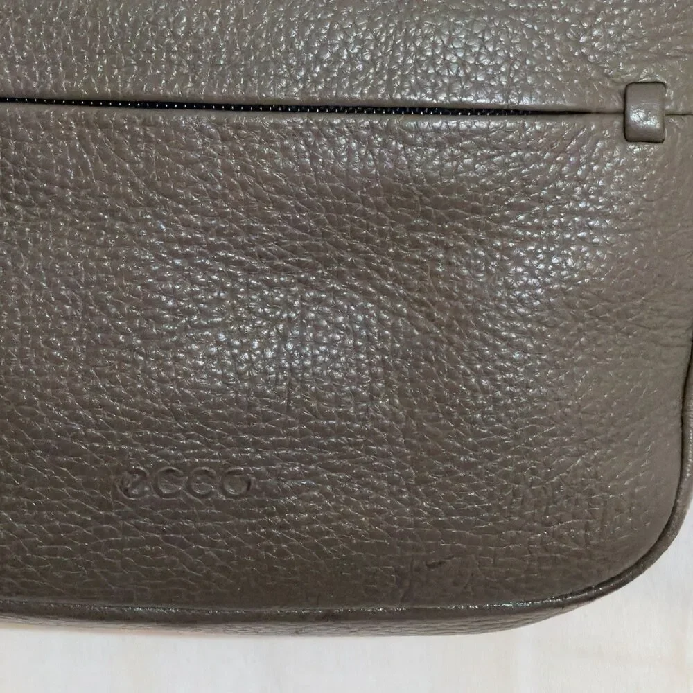 Ecco SP Small Hobo Crossbody Purse Belted Strap Pebbled Leather Gray